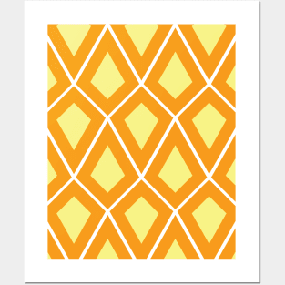 Diamond Seamless Pattern - Orange and Yellow 009#002 Posters and Art